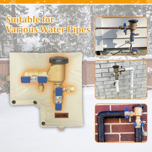 Backflow Preventer Insulated Cover (5°F) for Winter Freeze Protection, 13" Wx12 H Thickened Pressure Vacuum Breaker & Well Pump Cover, Outdoor Waterproof Insulation Pouch for Sprinkler Valve, Beige - Image 6