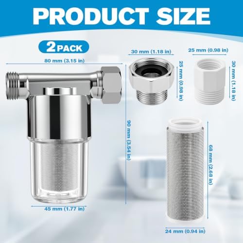Gerrii 2 Pack Washing Machine Water Filter 40-50 Microns,Silver - Image 2