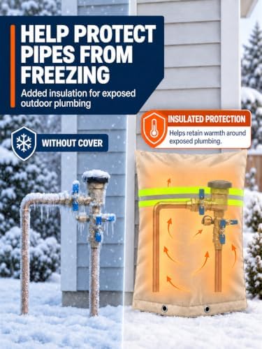 Insulated Backflow Preventer Cover Freeze Protection,70" W x 60" H,Beige - Image 7