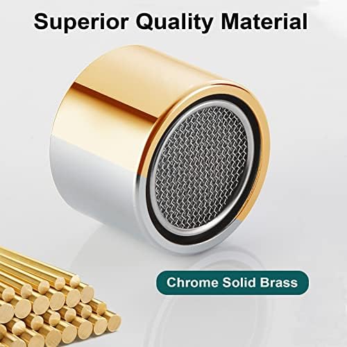 Faucet Aerator Female Thread Chrome Solid Brass Kitchen Faucet Aerators and Bathroom Sink Filter, 55/64in Aerator For Sink Faucet with Gasket for Kitchen and Bathroom(4Pcs) - Image 3