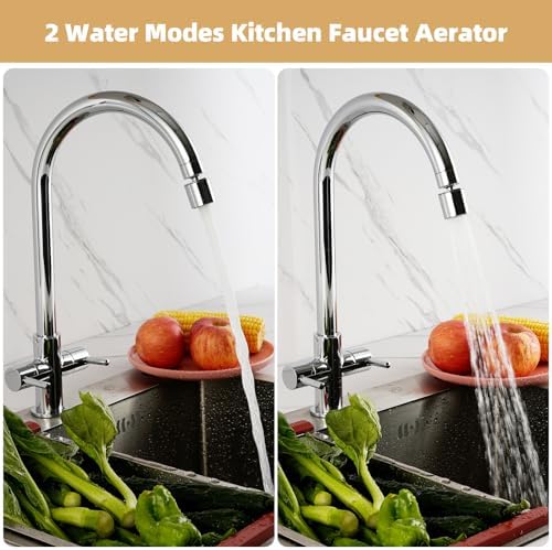 Hibbent NSF/ANSI/CAN 61 & cUPC Certified 2-Mode Faucet Aerator, Chrome - Image 2