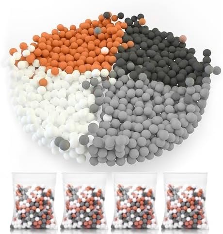 Cobbe 4 Packs Replacement Shower Head Beads，180g Shower Filter Stone Beads，Mineral Stone Balls for Water Filtration，for Filtered Shower Head (Orange Gray White) by Cobbe