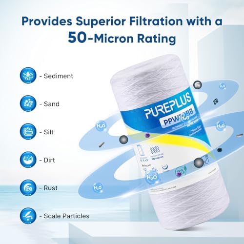 PUREPLUS 50 Micron 10 x 4.5 Whole House Water Filter for Well Water 3 Pack - Image 2