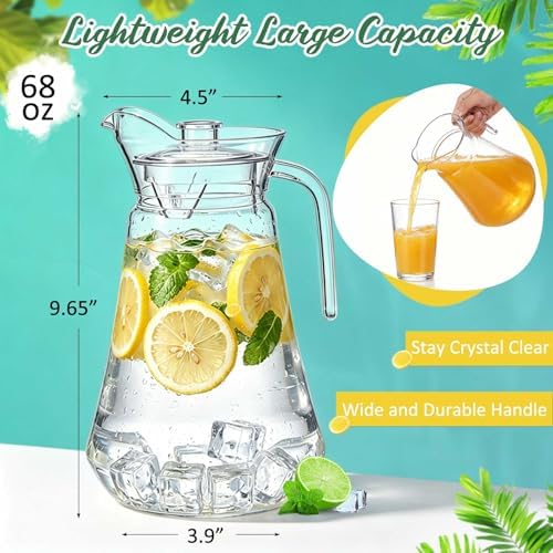 Tessco 6 Pcs Plastic Pitchers 60 Oz Clear Water Beer Jug Large,Modern - Image 2