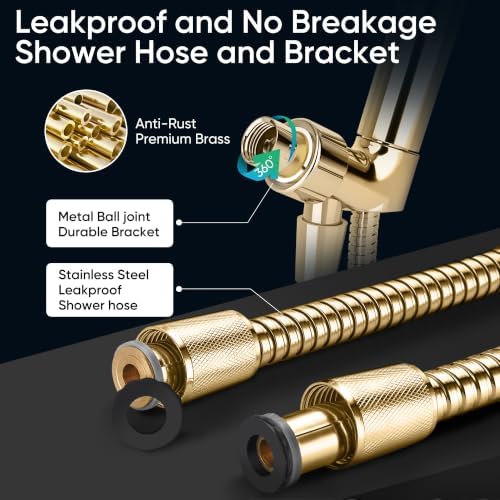 Cobbe 8-Setting Handheld Shower Head, Water-Saving Design, Gold - Image 4