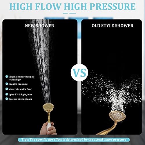 HOMEDEC Vintage Handheld Shower Head with 59" Flexible Hose, Gold - Image 5