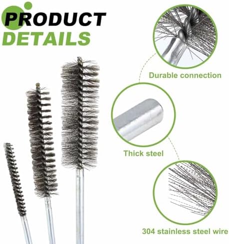 HARFINGTON 4pcs Wire Bore Brush 8 x 1 1/4 Inch Shank Stainless Steel Bristles Cleaning Brush for Clean Car Part Tube Kitchen Garage - Image 4