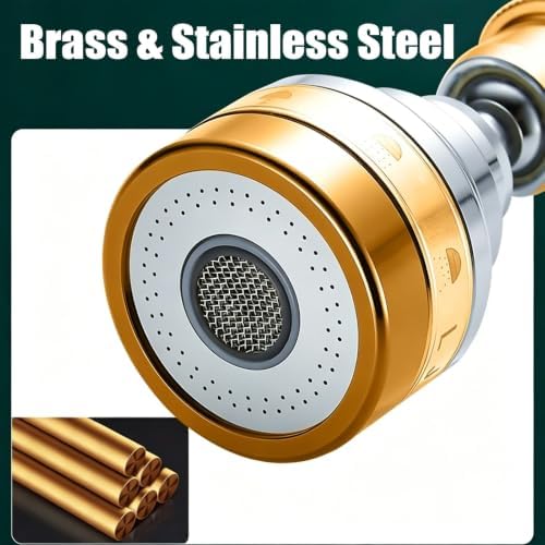 360° Swivel Kitchen Faucet Aerator Replacement 2-function Kitchen Faucet Sprayer Attachment Faucet Nozzle Attachment Water-Saving Faucet Head Replacement Part 55/64'' Female Thread,Short - Image 5