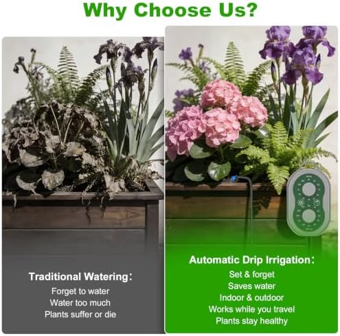 50FT Automatic Plant Watering System with Timer, Rechargeable Drip Kit - Image 3
