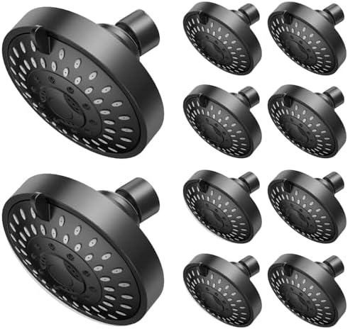 10 Pack High Pressure Shower Head - 5 Spray Modes Powerful Pressure Boosting Showerhead For Bathroom - High Flow Fixed Showerheads (Matte Black) by NuodanLuxuryShowerSystems