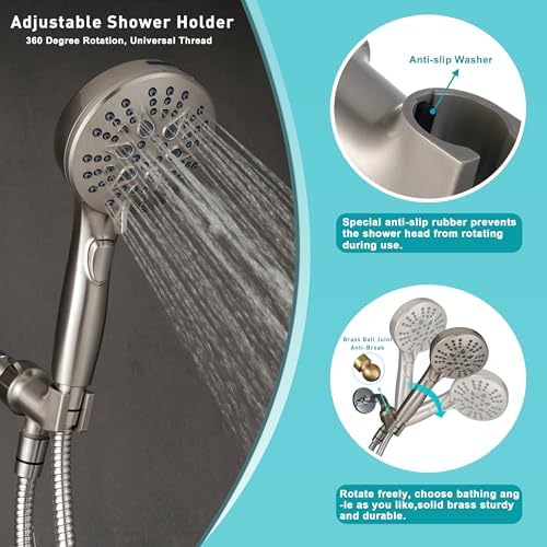 GwernKB Handheld Shower Head with ON OFF Switch & 79in Stainless Steel Hose - Image 6