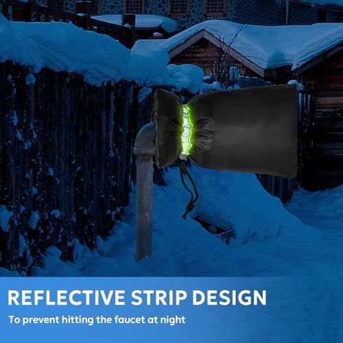 MIXC Outdoor Faucet Cover for Winter - 2 Packs 7.09''W x 10.24''H Water Socks Freeze Protection Pipe Insulation Reusable Waterproof Insulated Spigot Backflow Cover - Image 6