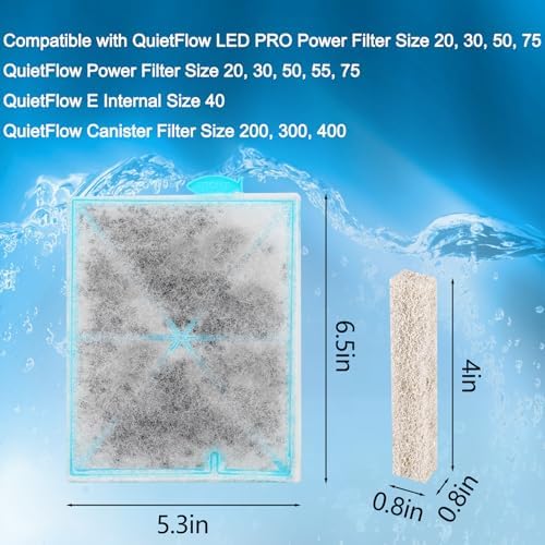 12 Pack Large Aquarium Filter Cartridges with 6 Filter Pads, Compatible with Aqueon QuietFlow LED PRO 20/30/50/75 & Power Filter 20/30/50/55/75, Activated Carbon & Zeolite Filter Replacement - Image 2