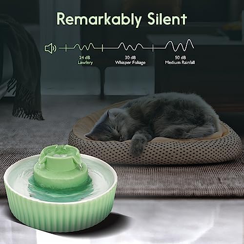 Lawfery Ceramic Cat Water Fountain, 2.1L/71oz Cupcake Pet Fountain - Image 3