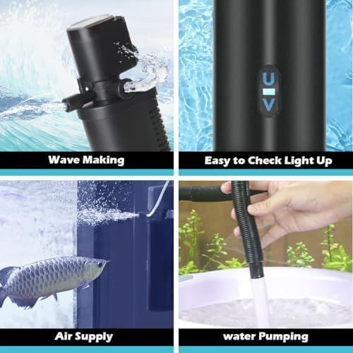 COOSPIDER Aquarium Filter with 6W U-V Light 158GPH for 10-45 Gallon Tank - Image 6