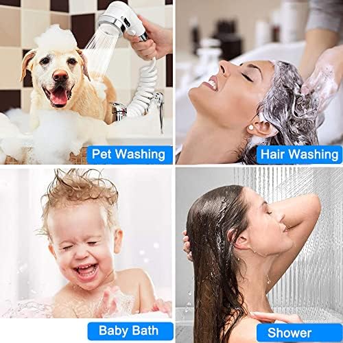 Sink Faucet Hose Shower Sprayer Attachment for Hair Washing&Pet Shower,Water Saving Aerator with 3-Way Diverter Valve for Bathroom Bathtub, Kitchen Faucet, Utility Laundry Tub(White) - Image 2