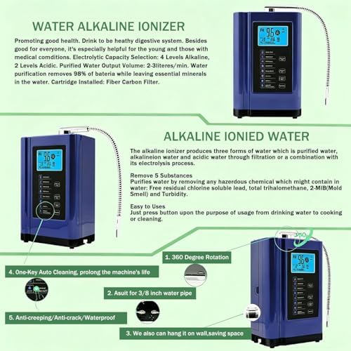 Alkaline Water Ionizer Machine, Water Machine PH 4-10.5 for Alkaline & Acidic Water, 5 Titanium Plates, Up to -500mV ORP, 8,000L Filter, 7 Water Settings, Auto-Cleaning, Intelligent Voice Silver - Image 6