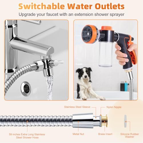 Dog Hose Attachment for Bathtub, Dog Shower Attachment Sink Sprayer Kit - Image 3