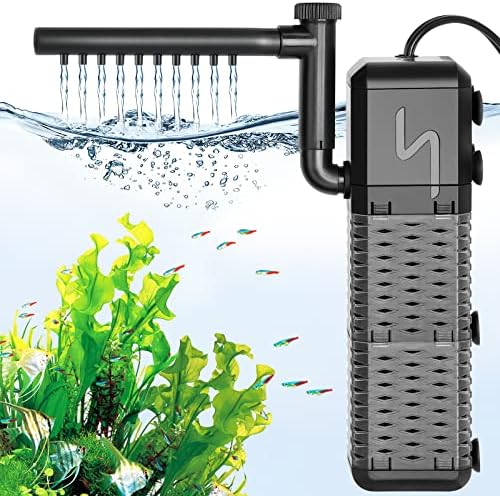 AQQA Submersible Aquarium Filter, Adjustable Flow with Aeration System by AQQA