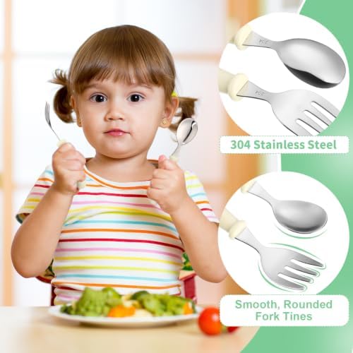 Patelai 9 Pcs Toddler Utensils Fork Spoon with Case,White, Rose Red, Blue - Image 4