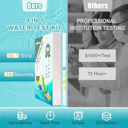 Umlecoa 9 in 1 Aquarium Test Kit for Freshwater and Saltwater - 100 Aquarium Test Strips with Test Tube & Thermometer - Fast & Accurate Water Testing Strips for Aquarium/Pond/Pool - Image 4
