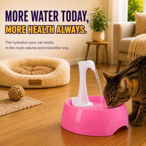 Aqua First Pet Water Fountain - Automatic Drinking Bowl for Cats and Dogs - Light and Portable - Replaceable Filters - Ergonomic Design - 1.2L/42 fl oz - Pink - Image 4