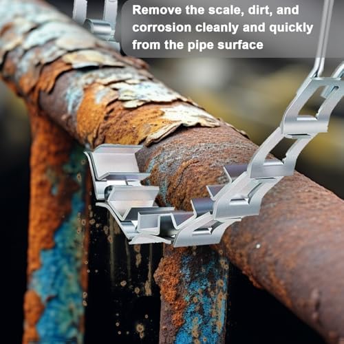 33" Steel Pipe Descaler for 3"-12" Pipes,DS12 Zinc-Plated Steel Scale Remover Tool for Removing Scale, Dirt, and Corrosion from Pipe Surface,2" Clearance Needed - Image 3