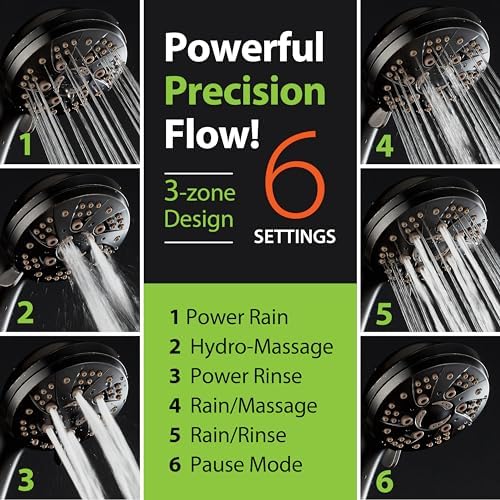 AquaDance High Pressure Luxury 6-mode Spiral Ergonomic Handheld Shower Head - Image 5