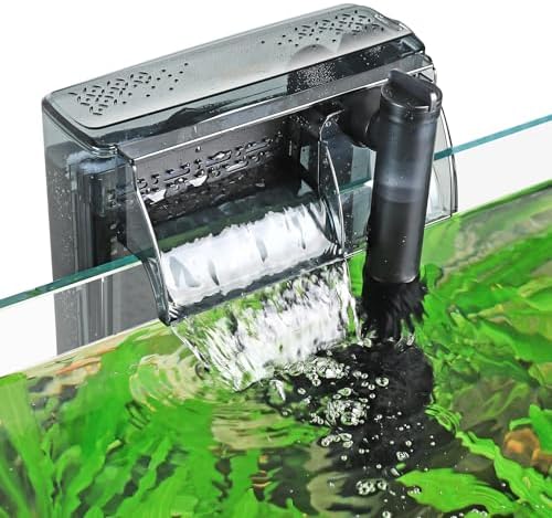 hygger Aquarium HOB Filter 210 GPH for 20-40 Gallon Fish Tank Power Filter with Adjustable Water Flow Extendable Intake Tube External Hang-On Back Filter by hygger