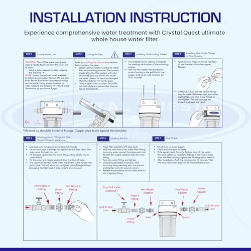 Crystal Quest Tall Compact Whole House Water Filtration System, Multi-Stage Filter for Metals, Chlorine, Chloramine, etc. BPA-Free, 4-6 GPM Flow, Triple Configuration - Without System Stand - Image 6