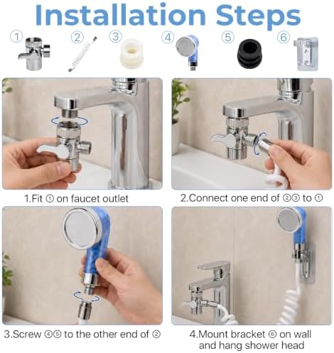 Sink Faucet Hose Sprayer Akamino Hair Washing Hand Shower Spray Faucet Attachment with Hose for Indoor Outdoor Kitchen Bathroom Tool Rinser - Image 4