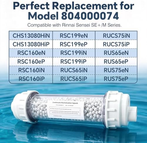 804000074 Condensate Neutralizer Kit Compatible with Rinnai Tankless Water Heater & Boiler, Acidic Condensate Neutralizer with Transparent Window, Prevents Pipe Corrosion, Replaces OEM 804000074 - Image 3