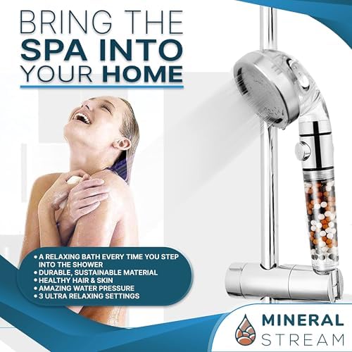 MineralStream Ionic Shower Head 2.0 + Hose | Ecowater Spa Showerheads for Dry Hair & Skin | 3 Settings High Pressure Water Saving Showerhead with Filter Beads - Image 6