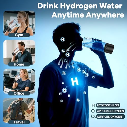 Hydrogen Water Bottle Generator, Portable SPE PEM Hydrogen Water Ionizer Machine, Rechargeable Hydrogen Water Maker for Home Office Travel Fitness Travel Home Office - Image 6