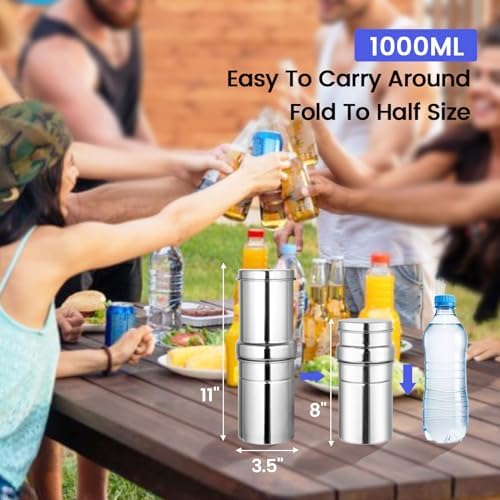 NSF/ANSI 42&372 Standard 1L (1000 ML) Portable Stainless Steel Gravity-Fed Water Filter Gravity Sport Bottle with Carbon Filter, for Travel, Camping, Backpacking and Emergency Preparedness - Image 6