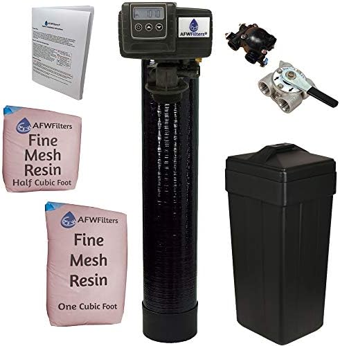 AFWFilters 1.5 Cubic Foot (48k) Whole Home Iron Pro Water Softener with Fine Mesh Resin, 3/4" Stainless Steel FNPT Connection, and Black Tanks by Abundant+Flow+Water+Systems