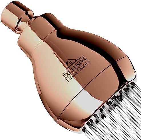 High Pressure Shower Head - Powerful Deluxe Bathroom Showerhead with Strong Spray Stream and Small Silicone Nozzles - Universal Fit Works with High and Low Water Flow Showers 1.8 GPM - Rose Gold by Heatsistence