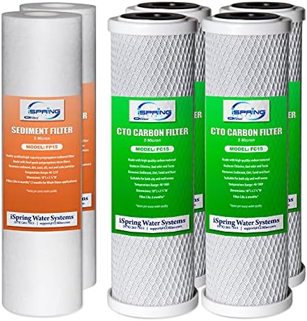 iSpring F6CTO Prefilters for CW31 and Standard Reverse Osmosis RO Water Filter Systems 1-Year Replacement Supply Filter Cartridge Pack Set, No Membrane by iSpring