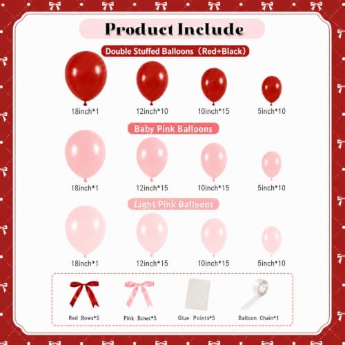 Pink and Red Balloon Arch Kit for Valentines Bridal Shower Decorations - Image 5