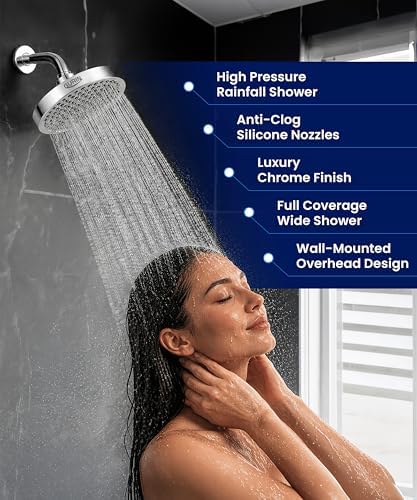 GURIN Shower Head - Premium Polished Chrome Finish - Rain Showerhead 6 Inch - Image 2