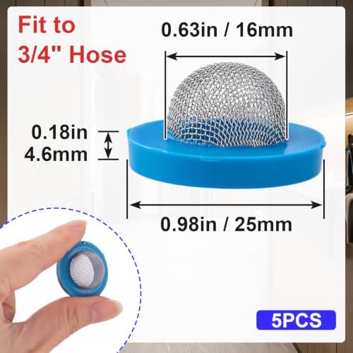 PAGOW 5 Pcs Hose Filter Washers, Stainless Steel Hose Screen Inlet Hose Coupling with Strainer, Fittings for 3/4'' Garden Hose Connector & 5/8" Washing Machine - Image 2