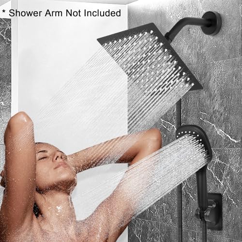 NearMoon Shower Head with Hose, High Pressure Stainless Steel Rain Shower and 3 Settings Handheld Spray Combo with Push Button Flow Control (8 Inch, Matte Black) - Image 6