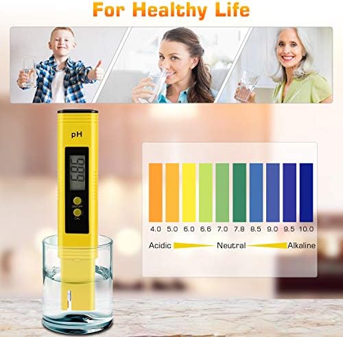 PH Meter for Water Hydroponics Digital PH Tester Pen 0.01 High Accuracy Pocket Size with 0-14 PH Measurement Range for Household Drinking, Pool and Aquarium (2, Yellow, Normal) - Image 5