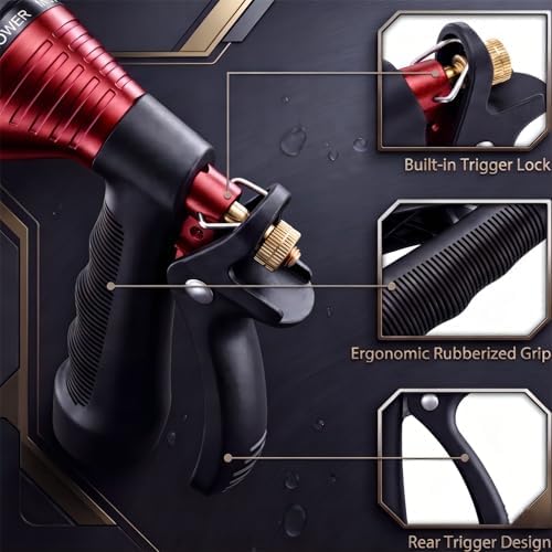 GREEN MOUNT Water Hose Nozzle 2-Pack, Zinc Alloy Garden Spray Nozzle with Adjustable Spray Patterns, Leakproof Rustproof Trigger Lock for Outdoor Cleaning & Car Wash, Blue & Red - Image 6