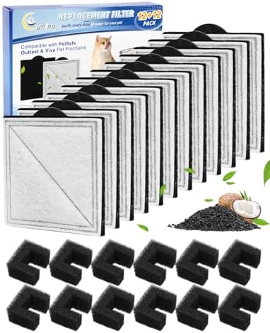 12+12 Pack Pet Water Fountain Filter Compatible with PetSafe Outlast by Cunina