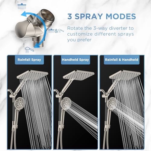 MakeFit Dual Filtered Rain Shower Head Combo, High Pressure Handheld Shower Head with Adjustable Bar - Rainfall Shower Head And Showerhead with Filter for Hard Water - Removes Chlorine - Image 6