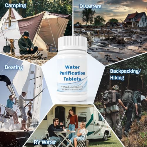 500mg Water Purification Tablets (100 Count) - Emergency Water Treatment for Camping, Survival & Travel - Iodine-Free NaDCC Formula, No Chemical Aftertaste - Image 3