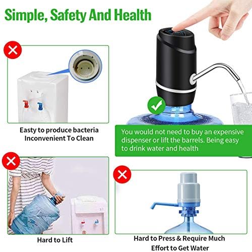 5 Gallon Electric Drinking Portable Water Dispenser, Universal USB Charging Water Bottle Pump For 2-5 Gallon With 2 Silicone - Image 5