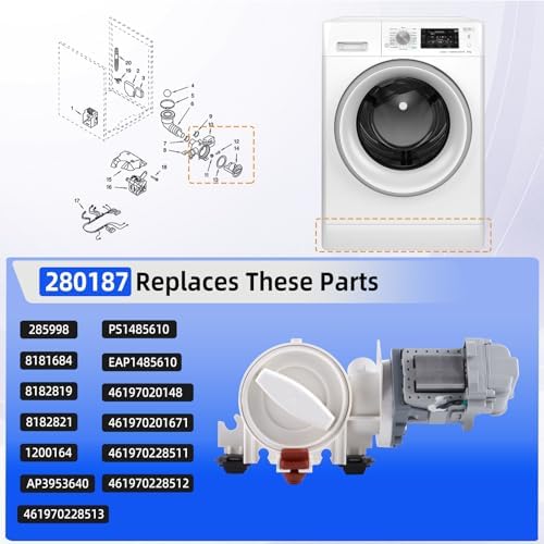 280187 8181684 1200164 Washer Drain Pump Assembly for Whirlpool etc. - Image 3