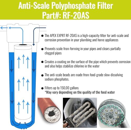 RF-20AS Whole House Water Filter Cartridge - High Capacity 20" x 4.5" 10 Micron Anti-Scale Water Filter - Polyphosphate Descaler Water Filter - Inhibit Corrosion on Iron, Copper, Lead Pipes - Image 2